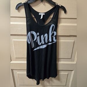 VS PINK Logo Super Soft Racer Back Black Muscle Tank Top Size: Small